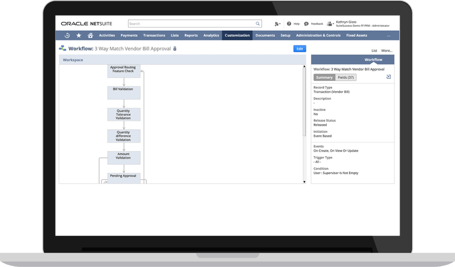 NetSuite payment workflow dashboard