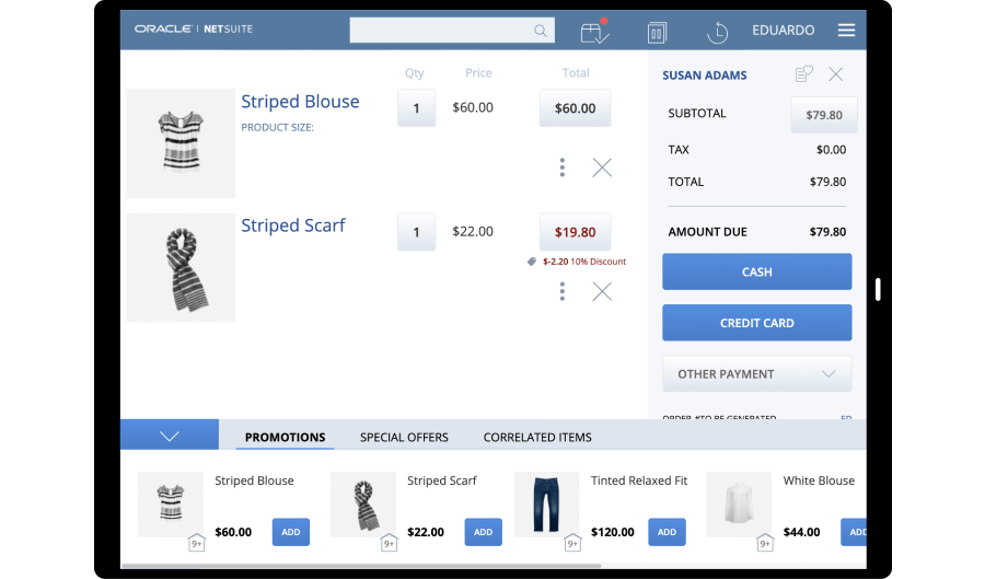 NetSuite Point of sale dashboard