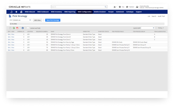 NetSuite inventory snapshot