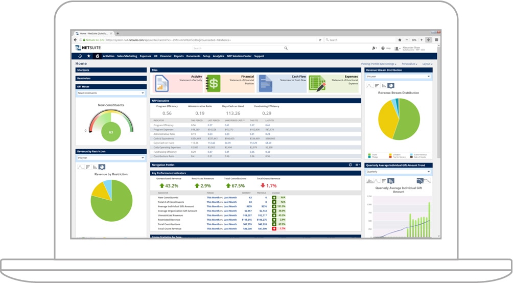 NetSuite Nonprofit Dashboard